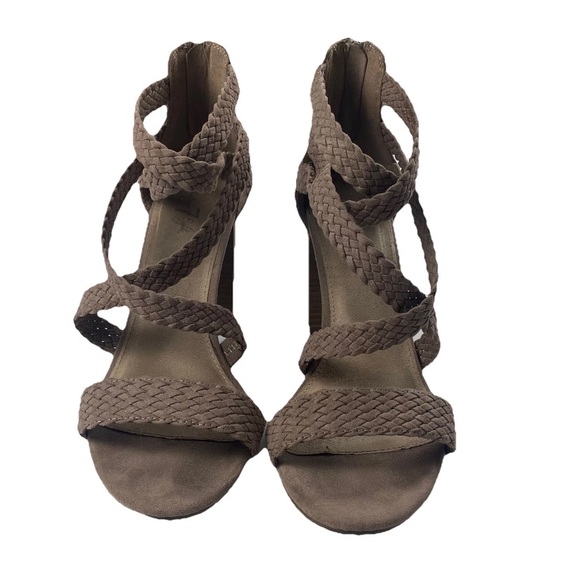LC Lauren Conrad Aventurine Taupe High Heel Braided Sandals Women’s Size 10M - Picture 2 of 11